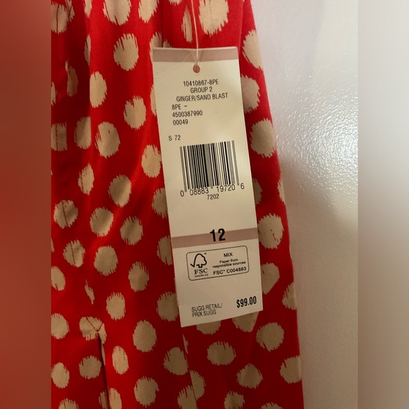 Nine West red white polkadot midi sleeveless dress size 12 - Picture 4 of 6